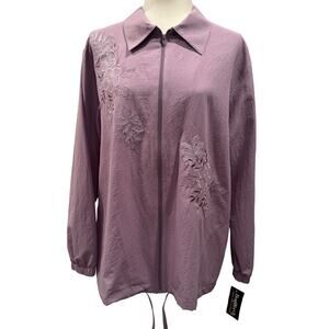 NWT - BonWorth Embroidered Purple Lightweight Jacket - Large